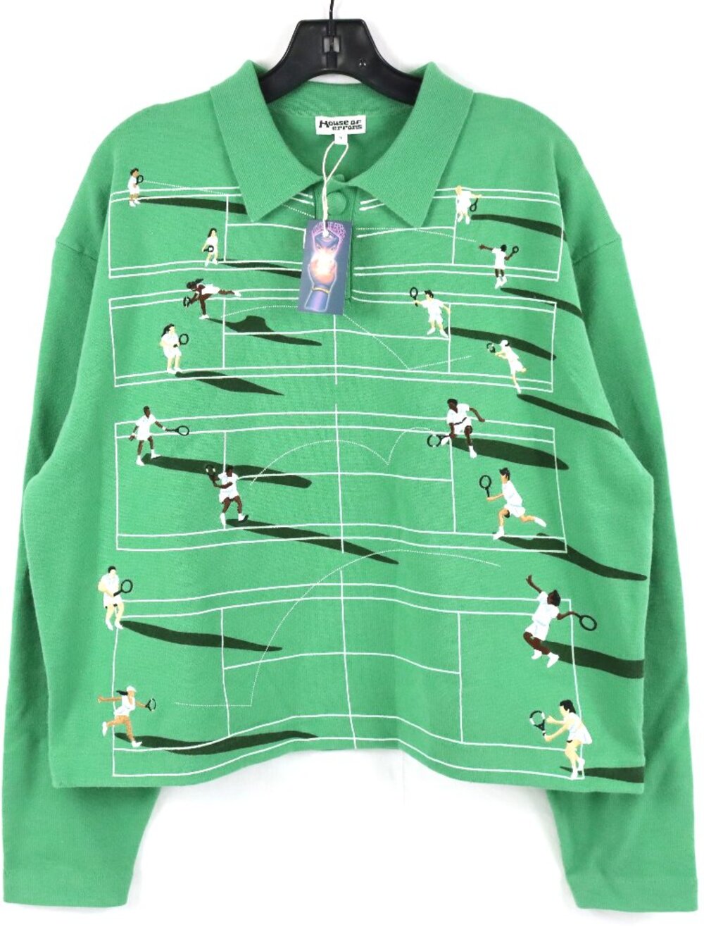 House of Errors Fine Knit Tennis Sweater in Grass Green - Men's Size Small - NWT